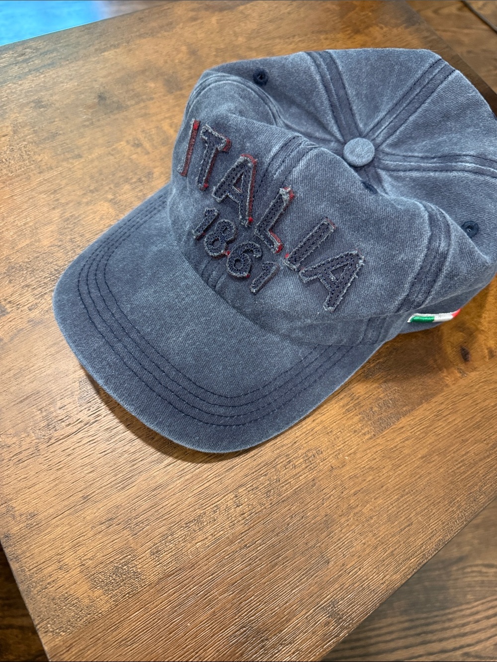 Italia 1861 Embroidered Washed Baseball Cap - Navy hat made in Italy 🇮🇹